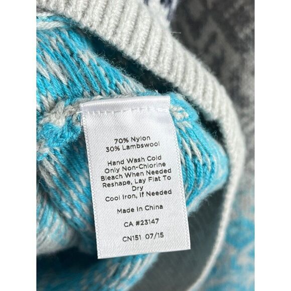 Talbots Lambswool Fair Isle Crewneck Pullover Sweater Medium Blue Gray Warm Cozy - Picture 5 of 5